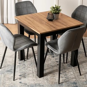 Stół Kwadratowy Rozkładany BEN 80-200 cm Dąb Craft/Czarny Nowoczesny Loft