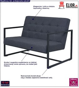 Zgrabna 2-osobowa sofa Mefir - ciemnoszara