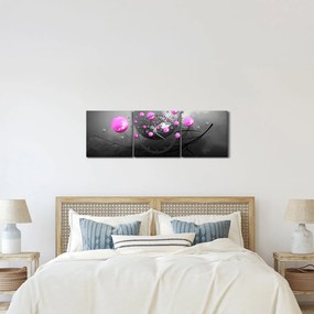 Obraz różowych kul (z zegarem) (90x30 cm)