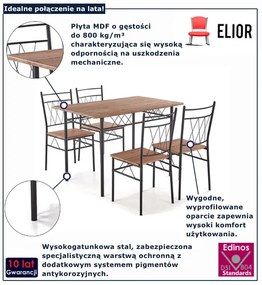 Stół z krzesłami dąb naturalny + czarny  H1-N00