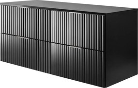 Szafka pod umywalkę, Czarny, 120 (2 x 60) x 57 x 46 cm, uchwyt srebrny + Blat