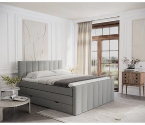 Jasnoszare łóżko boxspring ze schowkiem 140x200 cm Ruby – Maison de Rêve