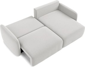 Jasnoszary aksamitny rozkładany/ze schowkiem narożnik (prawostronny/z szezlongiem) Kalena – Makamii