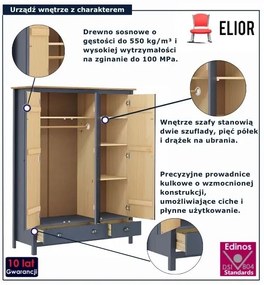 Trzydrzwiowa szara szafa D4-W03