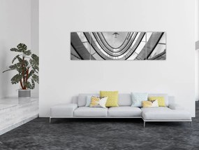 Obraz - Samolot nad budynkiem (170x50 cm)
