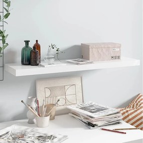 Półka ścienna wisząca Błyszcząca biel 90x23,5x3,8 cm MDF Elegancki design