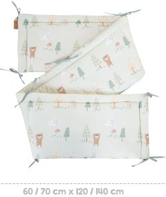 Jasnozielony bawełniany ochraniacz do łóżeczka 170 cm Woodland Buddies – Roba