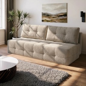 Sofa z Funkcją Spania MORANA Kremowa Boucle Nowoczesna