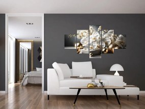 Obraz - Orchidea i złote kule (125x70 cm)