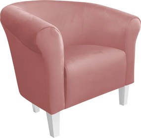 Fotel Milo tkanina Welur wygodny fotel tapicerowany do salonu i sypialni : Kolor nogi - Biała, Kolor tkaniny - VELVET - MG58, Wysokość nogi - 15 cm