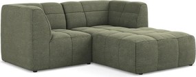 Zielony narożnik z materiału bouclé (prawostronny/z szezlongiem) Aloha – Makamii