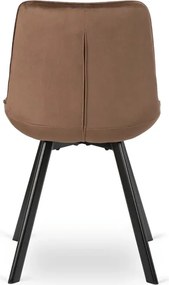 Zestaw Stół Okrągły Rozkładany LUKAS 100-250 cm Dąb Złoty/Czarny i 4 Krzesła RICK Brązowe