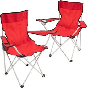 Zestaw czerwonych składanych krzeseł kempingowych z uchwytem