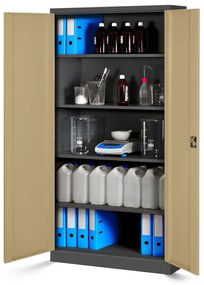 Zestaw 4x biurowa szafa metalowa na akta JAN, 900 x 1850 x 400 mm, antracytowa/ orzech