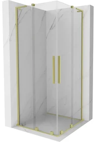 Mexen Velar L Duo kabina prysznicowa rozsuwana 80 x 80 cm, transparent, złota szczotkowana - 871-080-080-02-03-55