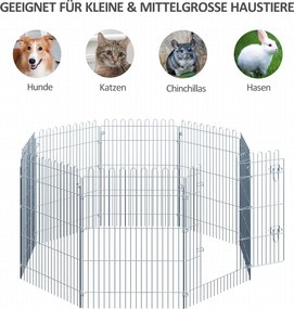 PawHut Kojec dla Zwierząt Metalowy Wybieg dla Szczeniąt 63x91 cm Srebrny | Aosom PL