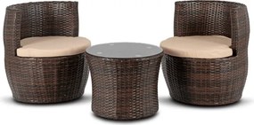 Zestaw Mebli Ogrodowych FRIO Brązowy/Beżowy 2x Fotel Stolik Tarasowy Nowoczesny