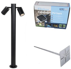 Zewnetrzna Stojąca lampa ogrodowa czarna 80 cm IP44 regulowana 2-światłowa - Duo Nowoczesny Oswietlenie zewnetrzne