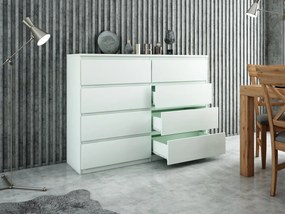Komoda NUDO - Biały / Front Biały / Mat / 120 cm / 8 szuflad
