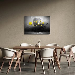 Obraz na szkle - żółte abstrakcyjne kule (70x50 cm)