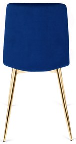 Krzesło Tapicerowane do Salonu YORK Granatowe Welurowe Nowoczesne Glamour