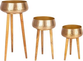 Metalowe ręcznie wykonane osłonki na doniczki zestaw 3 szt. ø 37,5 cm Varanasi – Bizzotto