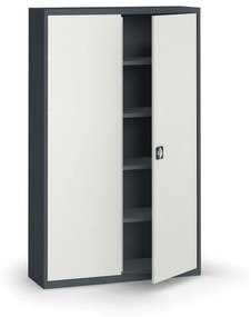 Szafa metalowa, 1950 x 1200 x 400 mm, 4 półki, antracyt/szara