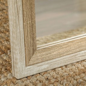 HOMCOM Lustro całosylwetkowe, rama MDF, folia antyrozbryzgowa, 162,6 x 53,3 cm, Naturalne drewno
