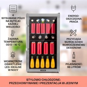 Klarstein Beersafe 84cm 98L Lodówka na Napoje Srebrny