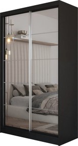 Szafa Przesuwna FIORELLA 120 cm z Lustrem Szafa Dwudrzwiowa Czarna