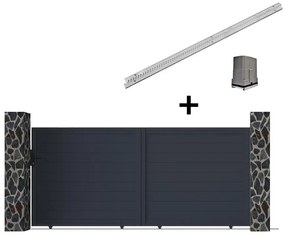 Przesuwna elektryczna brama aluminiowa pełna dł.374 x wys.165 cm antracyt NAZARIO