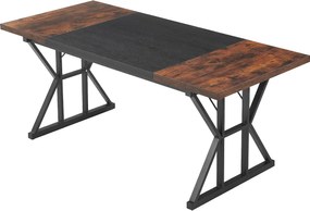 Biurko Directorskie SucceBuy 180 x 80 cm, Duży Prosty i Nowoczesny Stół Komputerowy, Stół do Nauki z Drewna z Metalową Ramą, Obciążenie 68 kg, Brązowy i Czarny