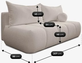Sofa z Funkcją Spania SARIA Beżowa Boucle Nowoczesna
