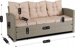 Zestaw Mebli Ogrodowych COLORADO Beżowy Sofa Pufy Stolik Tarasowy Technorattan Nowoczesny