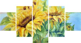 Obraz kwitnących słoneczników (125x70 cm)