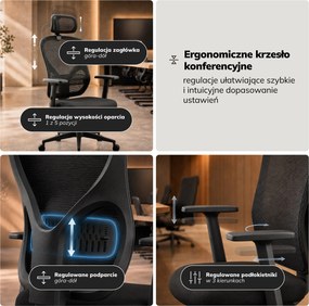 Fotel biurowy obrotowy z zagłówkiem czarny: ORBIT