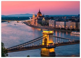 Obraz na szkle - Panorama miasta, Budapeszt, Węgry (70x50 cm)