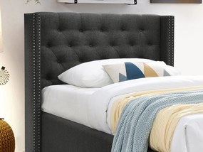 Łóżko MASSIMO z pikowanym zagłówkiem – 90 × 200 cm – tkanina w kolorze szarym