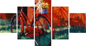 Obraz czerwonego koła, malowanie akrylowe (125x70 cm)