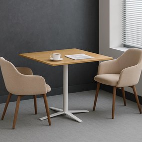 Stolik kawowy AURA, 60x60 cm, biała podstawa, szary