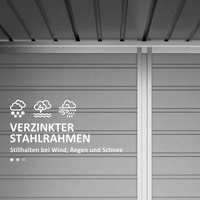 Outsunny Szopa ogrodowa metalowa na narzędzia z podwójnymi drzwiami 249x121x166 cm szara | Aosom PL