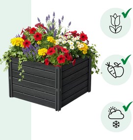 Podwyższona grządka BASE PLANT, 61x61x46cm, antracytowa Prosperplast