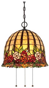 Quoizel QZ-ROSECLIFFE-P - Żyrandol na łańcuchu Tiffany ROSECLIFFE 3xE27/100W/230V