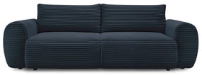 Ciemnoniebieska sztruksowa rozkładana sofa 257 cm Lucien – Bobochic Paris