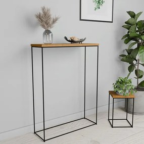 Minimalistyczna konsola do przedpokoju dąb lancelot + czarny H6-T17