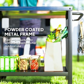 Outsunny Wózek Grillowy 2-poziomowy z Blatem, Półkami, Haczkami i Kółkami ze Stali Nierdzewnej, 102 x 56 x 81 cm | Aosom PL