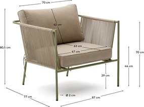 Zielony/beżowy metalowy fotel ogrodowy Zivia – Kave Home