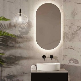 Lustro owalne oszlifowane podświetlane symetryczne bezramowe z sensorem 70 x 130 cm PLATAN LED