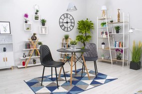 PROMOCJA Ciemnoszare aksamitowe krzesło ASTI z czarnymi nogami II. jakość