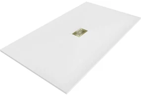 Mexen Hugo brodzik prostokątny SMC 150 x 100 cm, biały, maskownica złota - 42101015-G